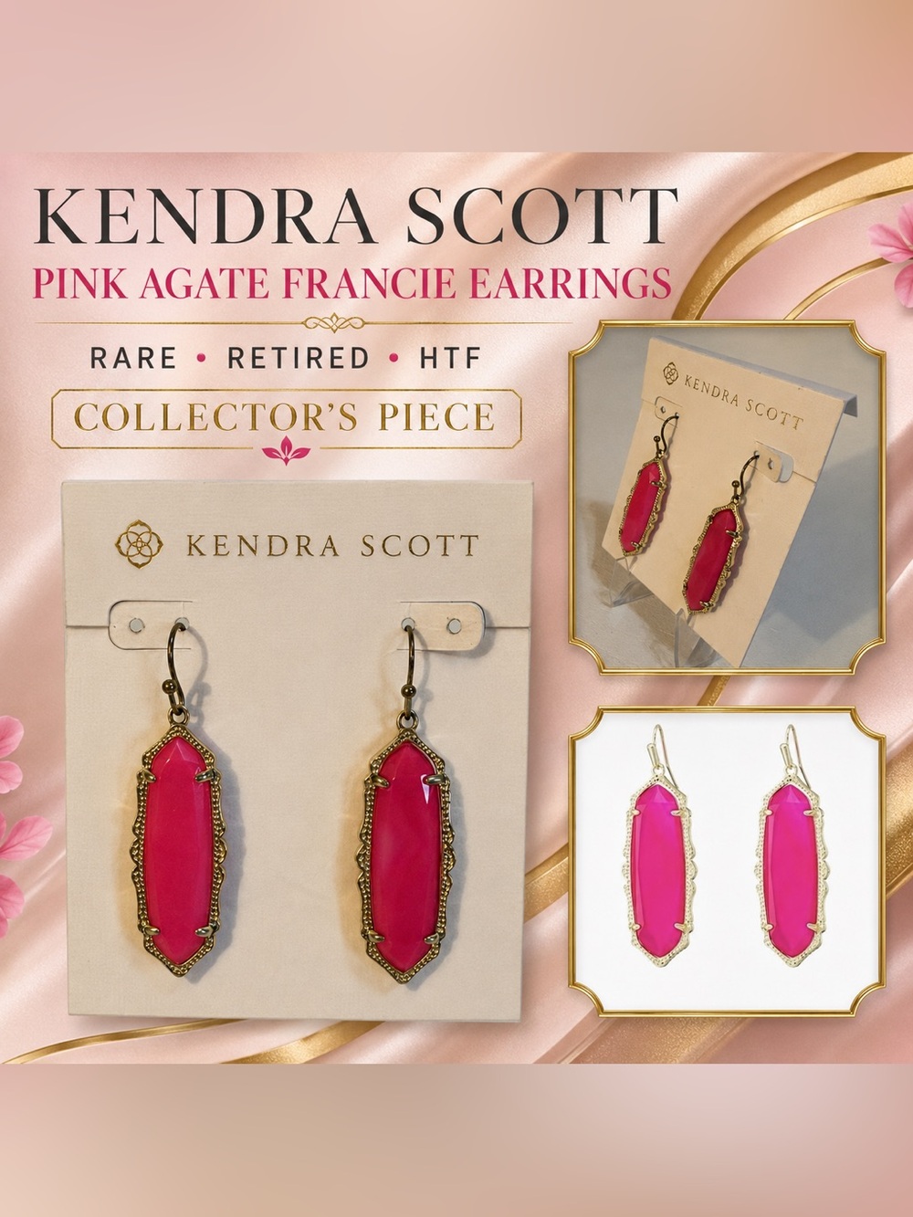 Kendra Scott Pink Agate Francie Drop Earrings